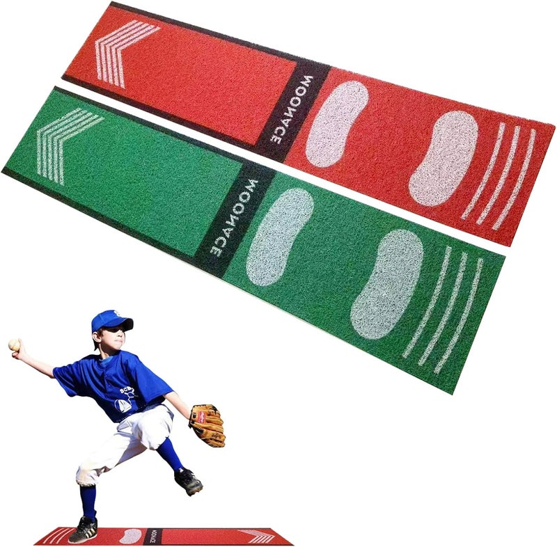 MOONACE Softball Pitching Mat Wear Resistant Portable Auxiliary Tool for Batting Stance Practice 54 x 12 inches for Young People Beginner，Indoor/Outdoor Practice Baseball Strike Zone Mat - Image 1